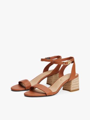 brown leather espadrille heel sandals for women tommy hilfiger