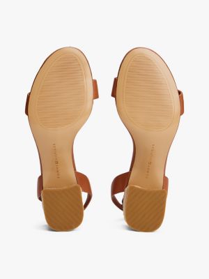 sandales compensées en cuir talon espadrille marron pour femmes tommy hilfiger