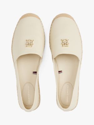 beige leren espadrille voor dames - tommy hilfiger