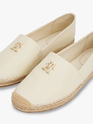 beige espadrille aus leder für damen - tommy hilfiger