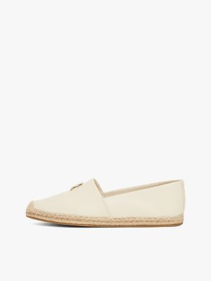 beige leren espadrille voor dames - tommy hilfiger