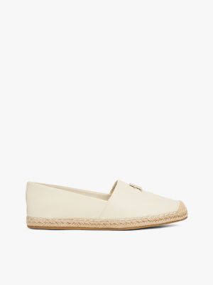 beige espadrille aus leder für damen - tommy hilfiger