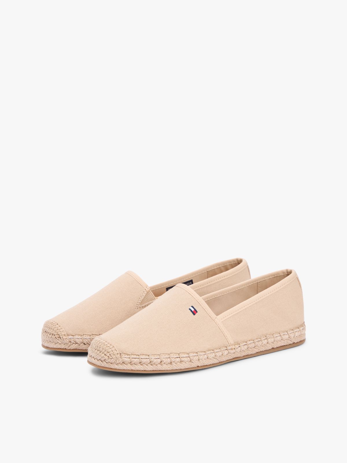 Flag Embroidery Canvas Espadrilles — Beige