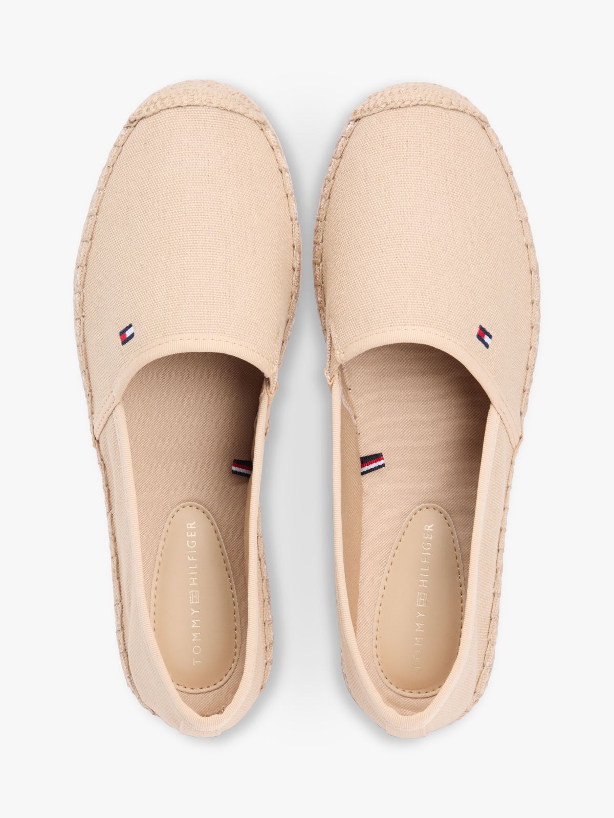 Flag Embroidery Canvas Espadrilles — Beige