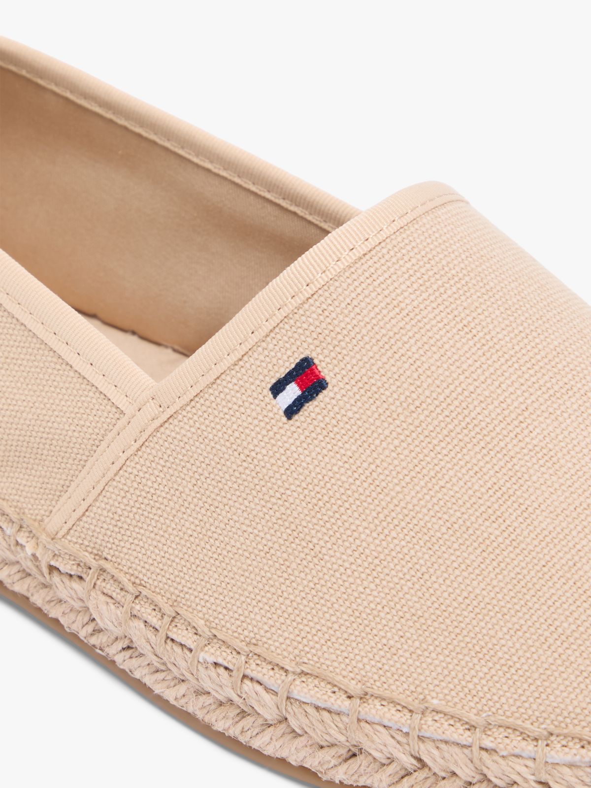 Flag Embroidery Canvas Espadrilles — Beige
