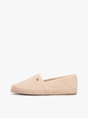 beige espadrille aus canvas mit flag-stickerei für damen - tommy hilfiger