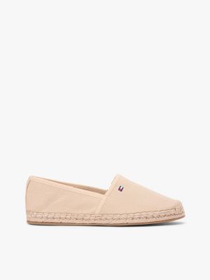 beige espadrille aus canvas mit flag-stickerei für damen - tommy hilfiger