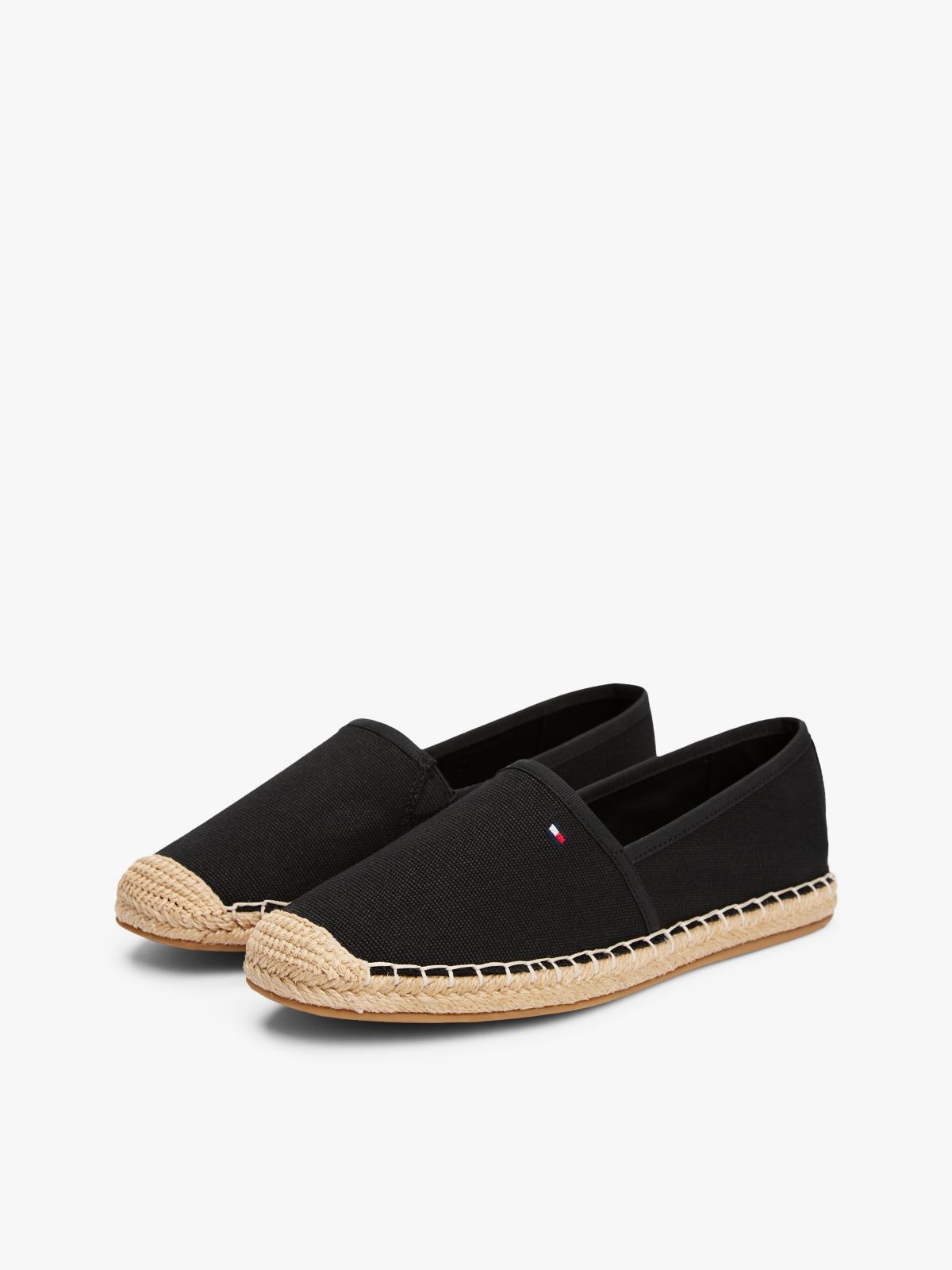 Flag Embroidery Canvas Espadrilles — Black