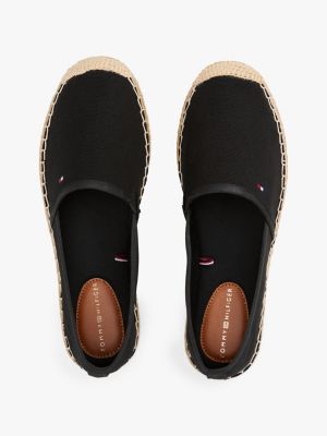 zwart canvas espadrille met geborduurde vlag voor dames - tommy hilfiger