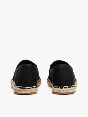 zwart canvas espadrille met geborduurde vlag voor dames - tommy hilfiger