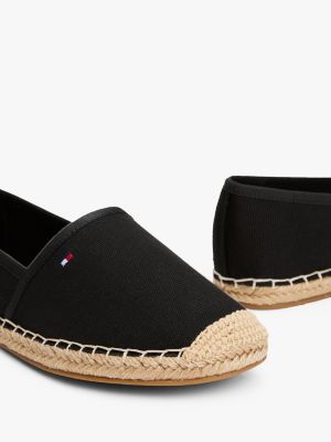 zwart canvas espadrille met geborduurde vlag voor dames - tommy hilfiger