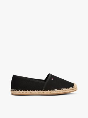 espadrillas in tela con bandierina ricamata black da donne tommy hilfiger