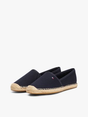 blau espadrille aus canvas mit flag-stickerei für damen - tommy hilfiger