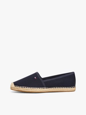 blauw canvas espadrille met geborduurde vlag voor dames - tommy hilfiger