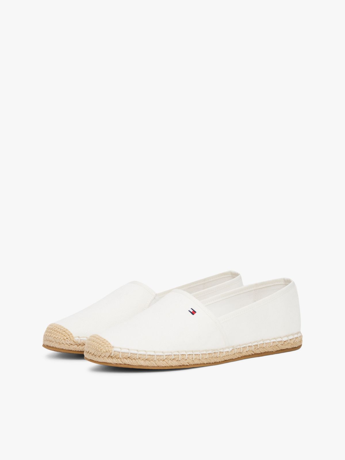 Flag Embroidery Canvas Espadrilles — White