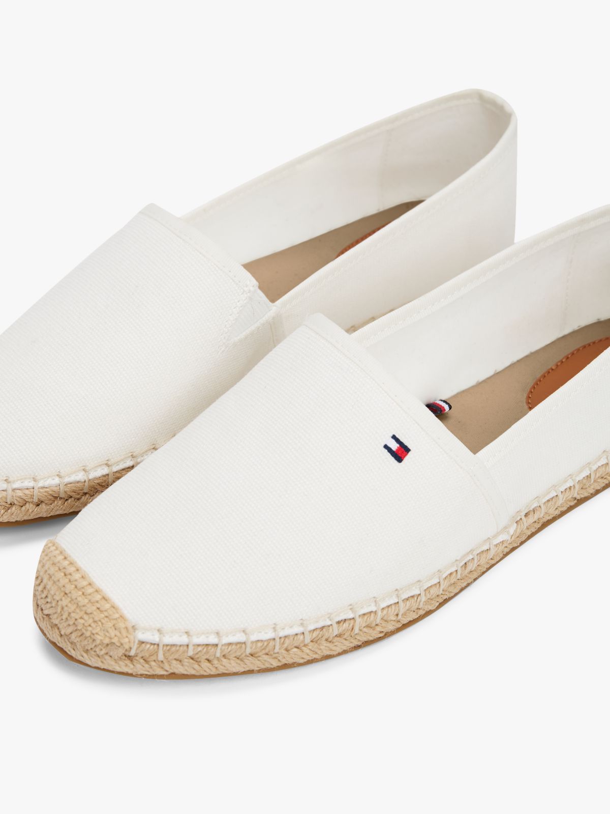 Flag Embroidery Canvas Espadrilles — White