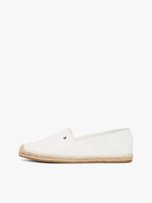 biały płócienne espadryle z wyhaftowaną flagą dla kobiety - tommy hilfiger