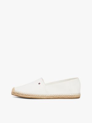 weiß espadrille aus canvas mit flag-stickerei für damen - tommy hilfiger