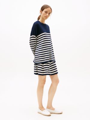 biały płócienne espadryle z wyhaftowaną flagą dla kobiety - tommy hilfiger