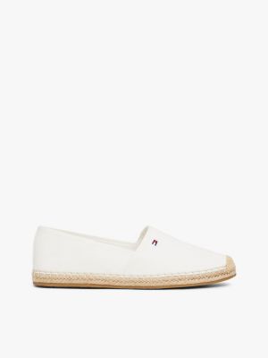 white espadrille aus canvas mit flag-stickerei für damen - tommy hilfiger