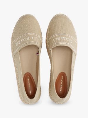 espadrilles compensées en denim beige pour femmes tommy hilfiger