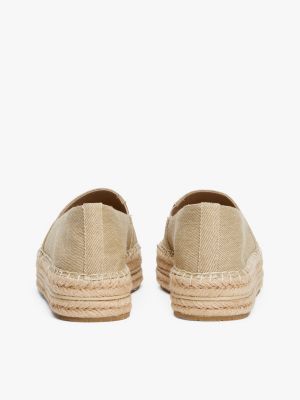 beige plateau-espadrille aus denim für damen - tommy hilfiger