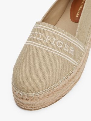 espadrilles compensées en denim beige pour femmes tommy hilfiger