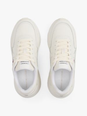 beige klobiger ledersneaker für damen - tommy hilfiger