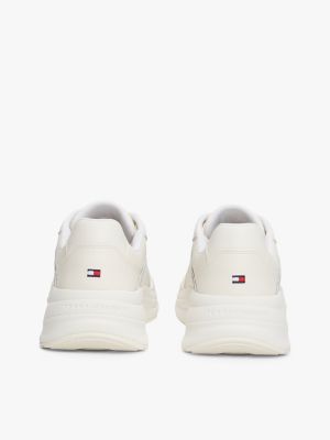 beige chunky leren sneaker voor dames - tommy hilfiger