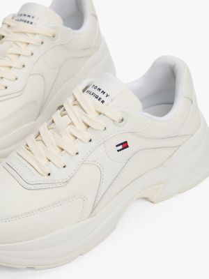 baskets chunky en cuir beige pour femmes tommy hilfiger