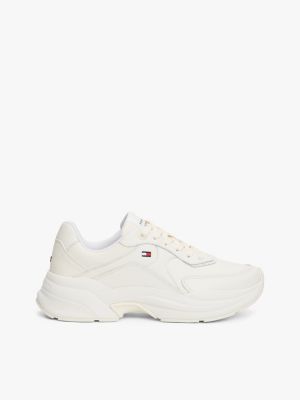 baskets chunky en cuir beige pour femmes tommy hilfiger