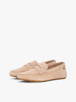 roze suède loafer voor dames - tommy hilfiger