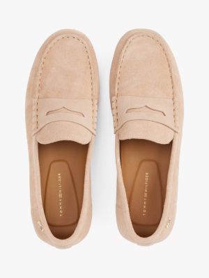 mocassins de conduite en daim rose pour femmes tommy hilfiger