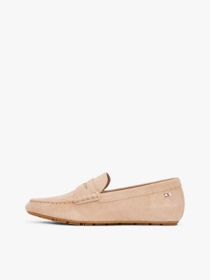 roze suède loafer voor dames - tommy hilfiger