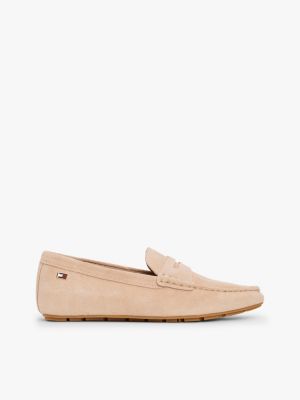 roze suède loafer voor dames - tommy hilfiger