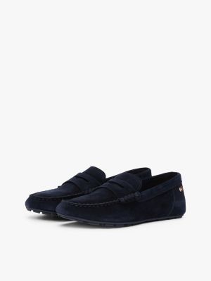 blauw suède loafer voor dames - tommy hilfiger