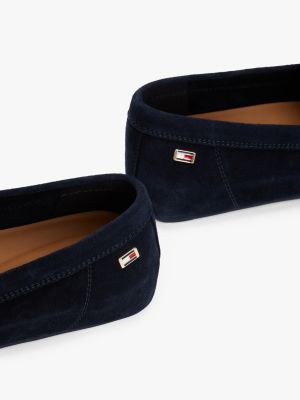 blauw suède loafer voor dames - tommy hilfiger