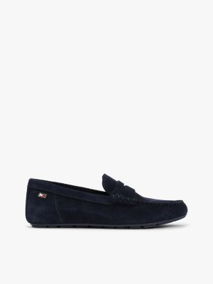 blauw suède loafer voor dames - tommy hilfiger