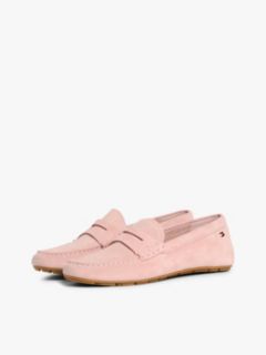 Suede Enamel Flag Driver Shoes — Pink 2