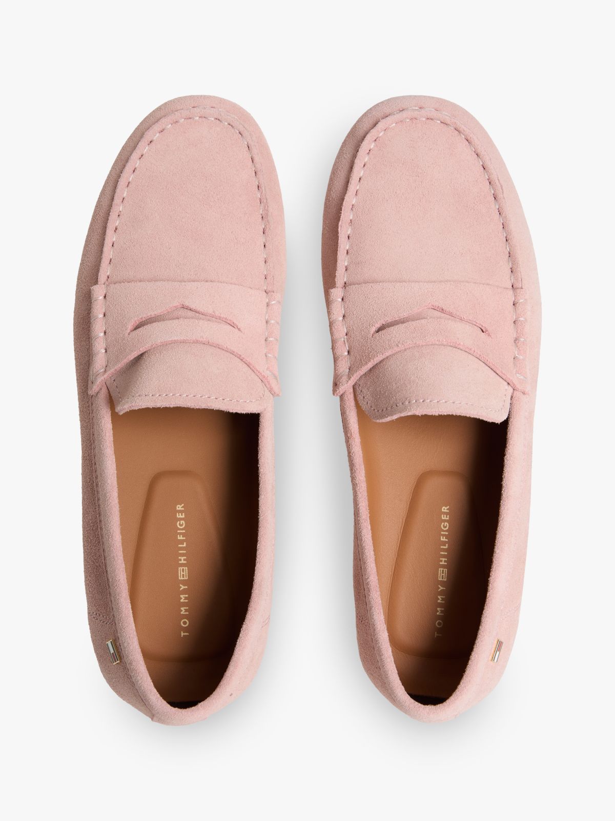 Suede Enamel Flag Driver Shoes — Pink