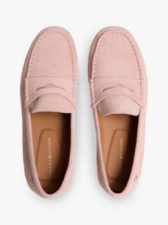 Suede Enamel Flag Driver Shoes — Pink 3