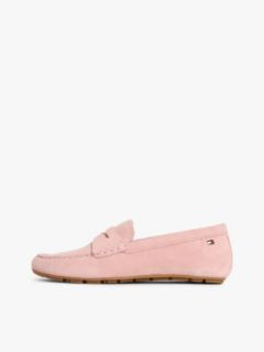 Suede Enamel Flag Driver Shoes — Pink 7