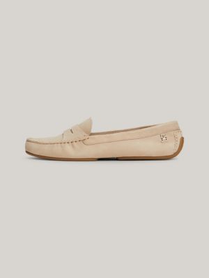 Loafer aus Leder mit TH-Monogramm-Emblem | BEIGE | Tommy Hilfiger 