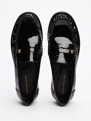 schwarz lackleder-loafer für damen - tommy hilfiger