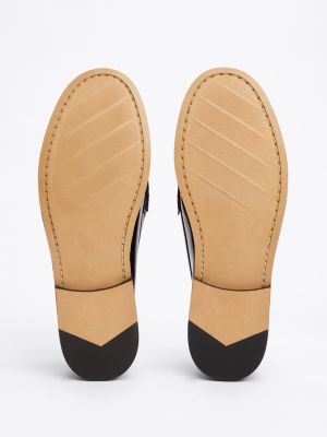 mocassins en cuir verni noir pour femmes tommy hilfiger