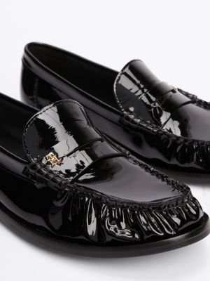 schwarz lackleder-loafer für damen - tommy hilfiger