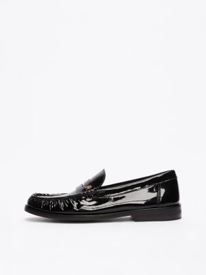 schwarz lackleder-loafer für damen - tommy hilfiger