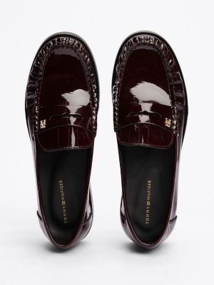 mocassins en cuir verni noir pour femmes tommy hilfiger