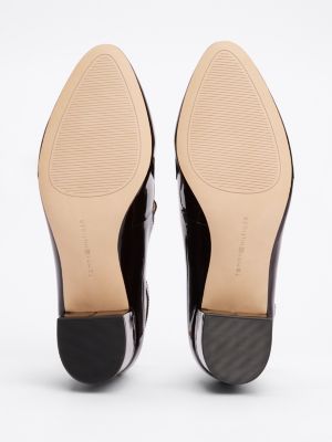 brown double strap patent leather heels for women tommy hilfiger