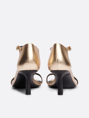 gelb leder-pumps mit metallic-finish für damen - tommy hilfiger